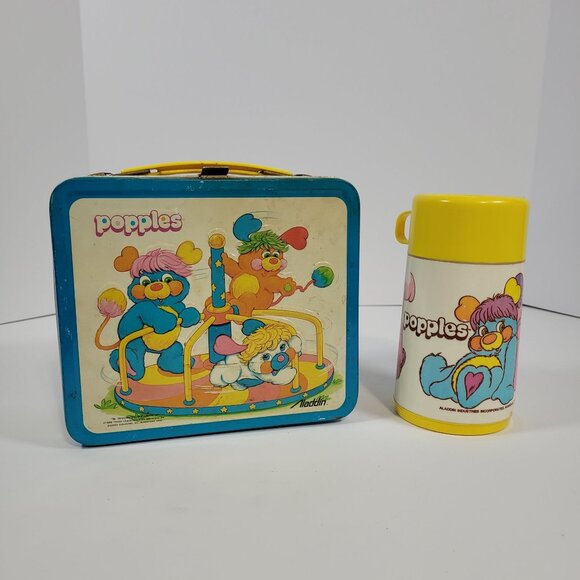 Vintage Aladdin Popples Metal Lunchbox  and Thermos Set 1986 - Picture 1 of 16